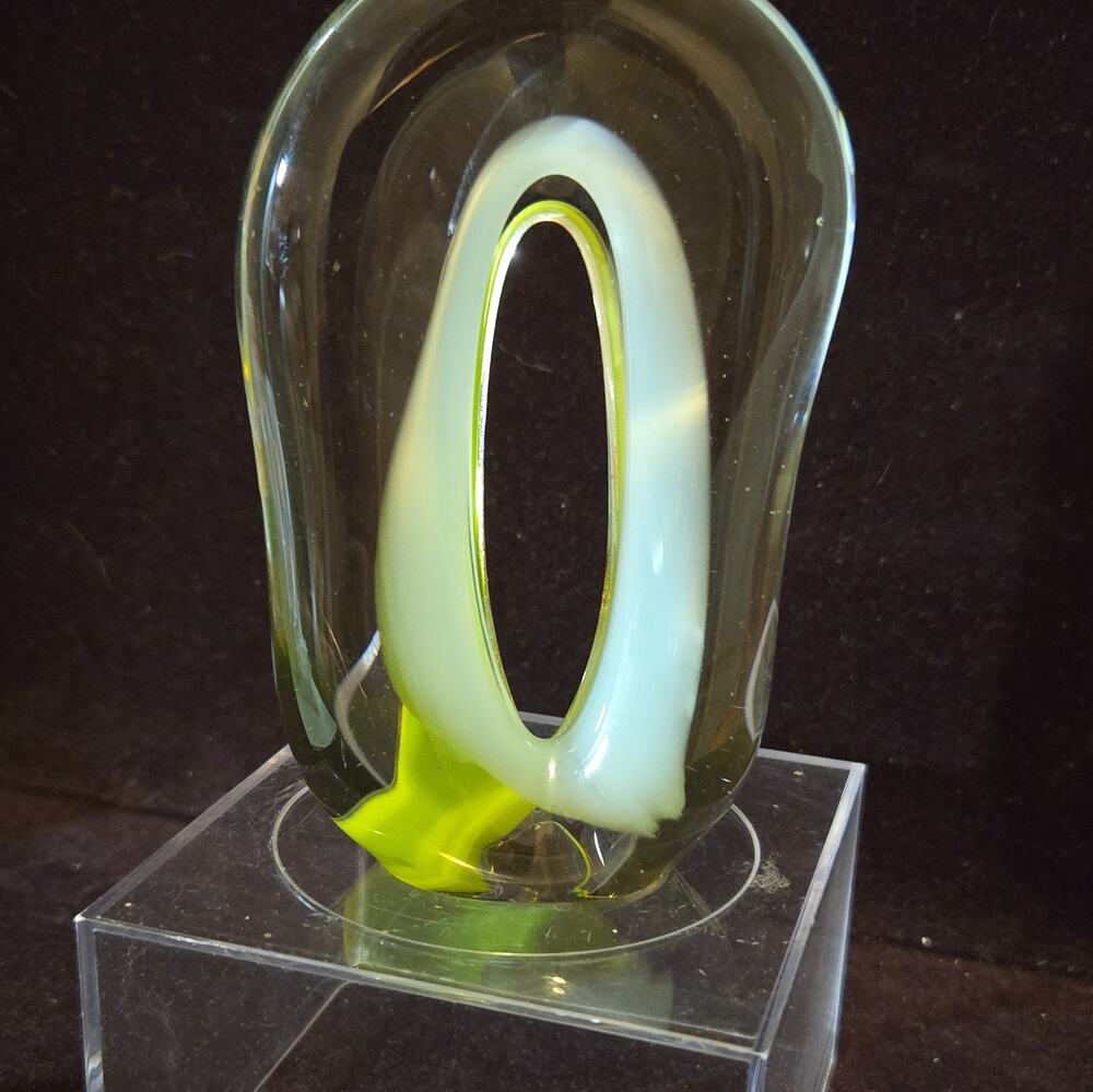 Vintage Shari Brush 1984 Signed Studio Art Glass Sculpture Sommerso Teardrop